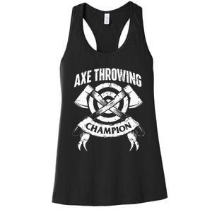 Axe Throwing Champion Funny Hatchet Thrower Lumberjack Women's Racerback Tank