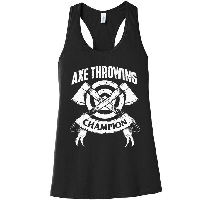 Axe Throwing Champion Funny Hatchet Thrower Lumberjack Women's Racerback Tank