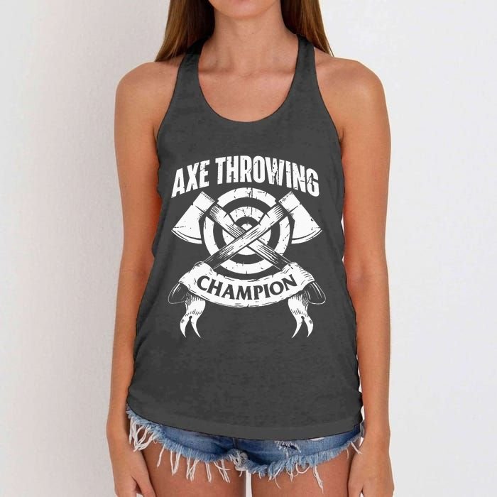 Axe Throwing Champion Funny Hatchet Thrower Lumberjack Women's Knotted Racerback Tank