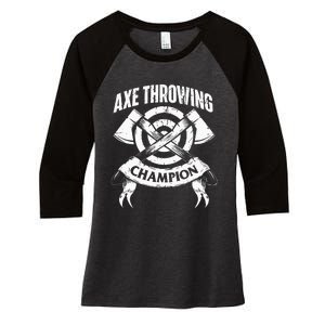 Axe Throwing Champion Funny Hatchet Thrower Lumberjack Women's Tri-Blend 3/4-Sleeve Raglan Shirt