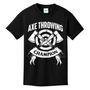 Axe Throwing Champion Funny Hatchet Thrower Lumberjack Kids T-Shirt