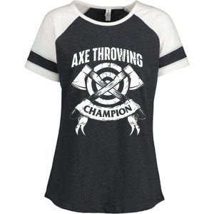 Axe Throwing Champion Funny Hatchet Thrower Lumberjack Enza Ladies Jersey Colorblock Tee