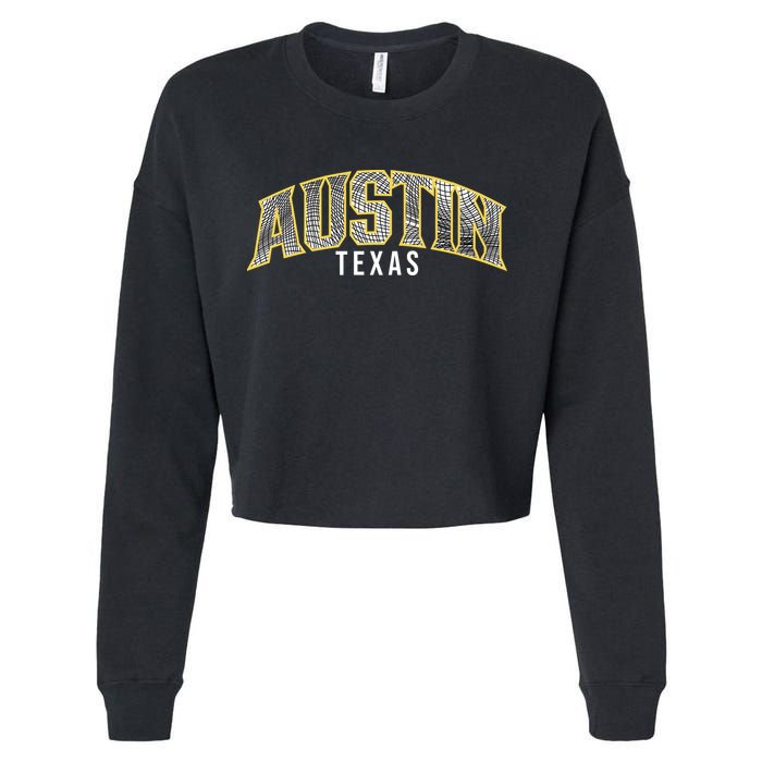 Austin Texas College Font Cropped Pullover Crew