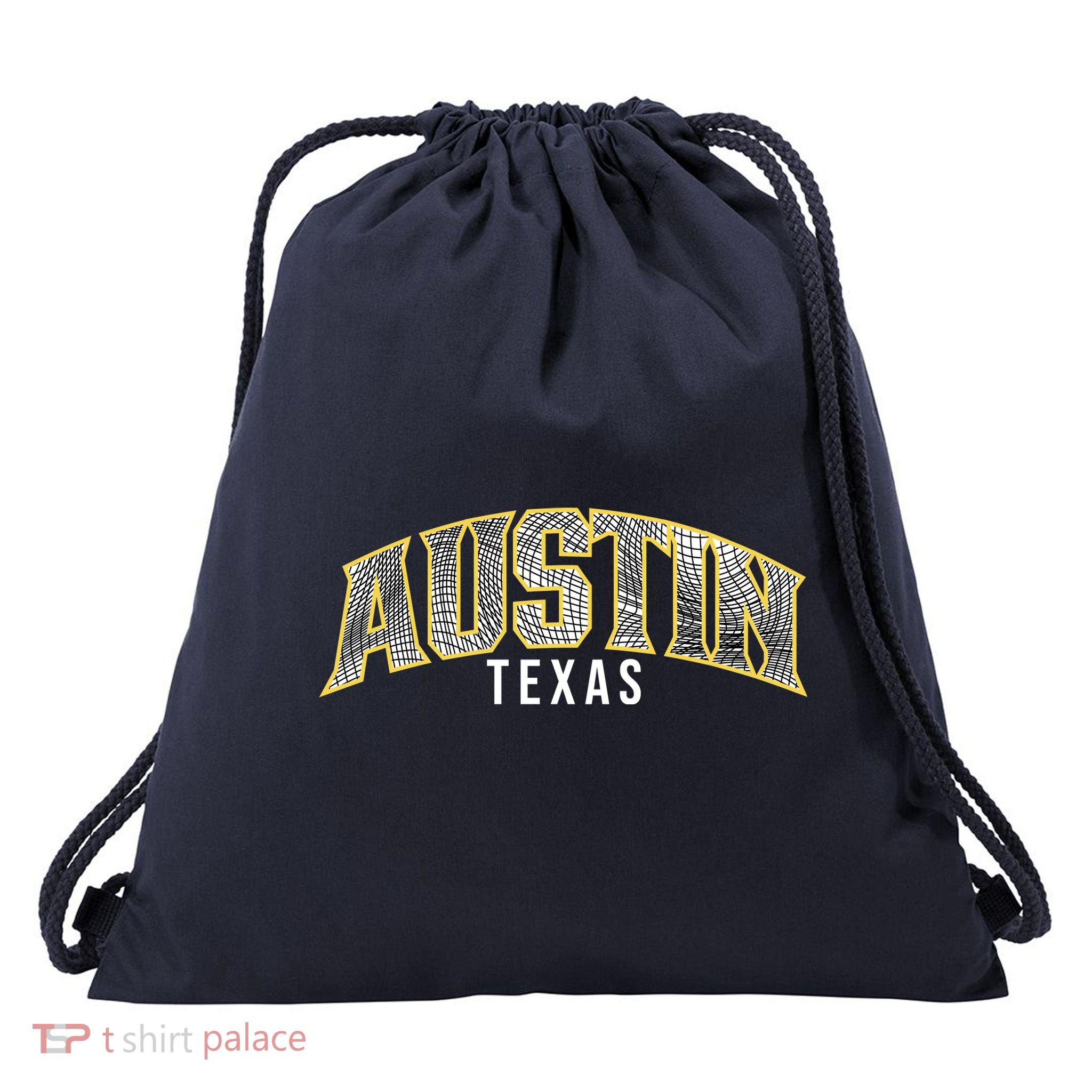 Austin Texas College Font Drawstring Bag