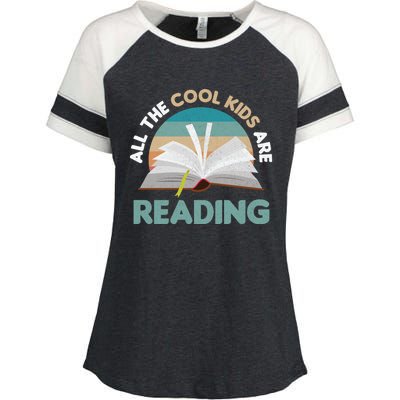 All The Cool Are Reading Read Books Reader Funny Gift Enza Ladies Jersey Colorblock Tee