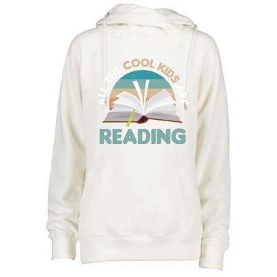 All The Cool Are Reading Read Books Reader Funny Gift Womens Funnel Neck Pullover Hood