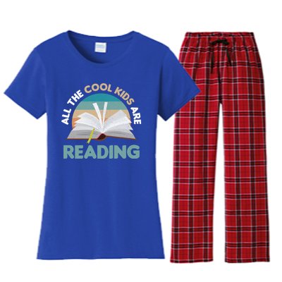 All The Cool Are Reading Read Books Reader Funny Gift Women's Flannel Pajama Set