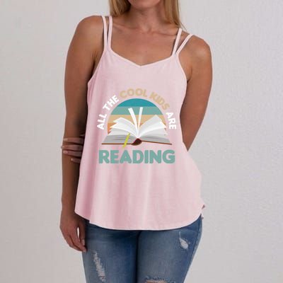 All The Cool Are Reading Read Books Reader Funny Gift Women's Strappy Tank