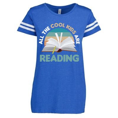 All The Cool Are Reading Read Books Reader Funny Gift Enza Ladies Jersey Football T-Shirt