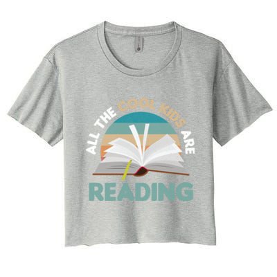 All The Cool Are Reading Read Books Reader Funny Gift Women's Crop Top Tee