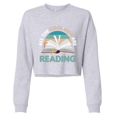 All The Cool Are Reading Read Books Reader Funny Gift Cropped Pullover Crew