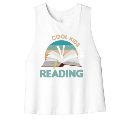 All The Cool Are Reading Read Books Reader Funny Gift Women's Racerback Cropped Tank