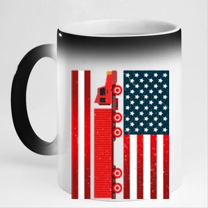 American Trucker Cool Gift Usa Big Rig Semi Trailer Truck Driver Great Gift 11oz Black Color Changing Mug