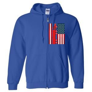 American Trucker Cool Gift Usa Big Rig Semi Trailer Truck Driver Great Gift Full Zip Hoodie