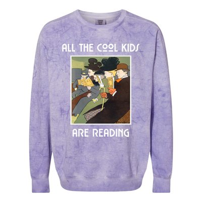 All The Cool Are Reading Book Lovers Book Nerds Gift Colorblast Crewneck Sweatshirt