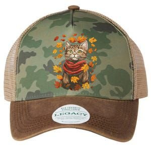 Autumn Themed Cute Cat Fall Breeze Kitten Cat Lover Legacy Tie Dye Trucker Hat