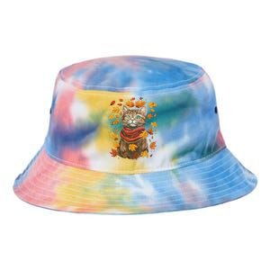 Autumn Themed Cute Cat Fall Breeze Kitten Cat Lover Tie Dye Newport Bucket Hat