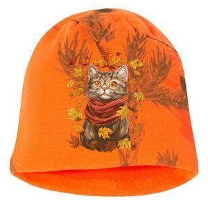 Autumn Themed Cute Cat Fall Breeze Kitten Cat Lover Kati - Camo Knit Beanie