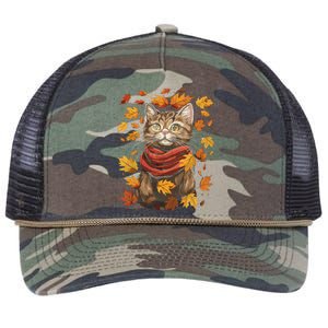 Autumn Themed Cute Cat Fall Breeze Kitten Cat Lover Retro Rope Trucker Hat Cap