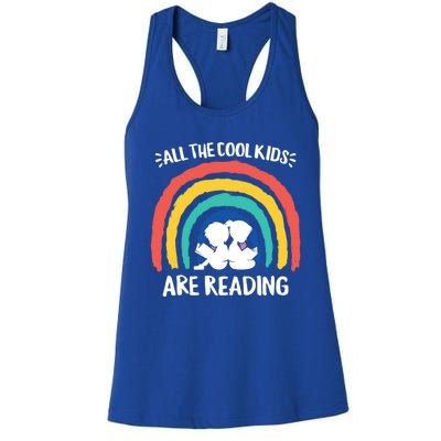 All The Cool Are Reading Books Rainbow Teacher Gift Women's Racerback Tank