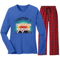 Addicted To Construction Engineering College Major Gift Meaningful Gift Women's Long Sleeve Flannel Pajama Set 