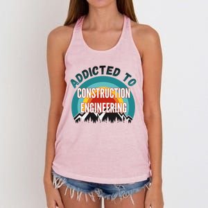 Addicted To Construction Engineering College Major Gift Meaningful Gift Women's Knotted Racerback Tank