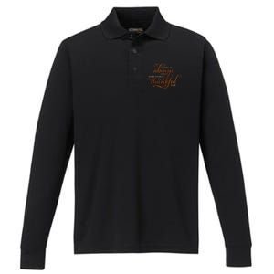 Always Thankful Christian Religious Grateful Thanksgiving Gift Performance Long Sleeve Polo