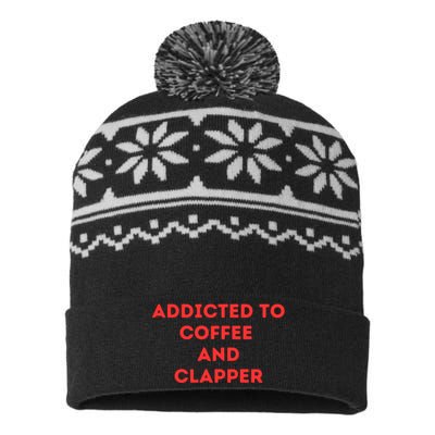 Addicted To Coffee And Clapper USA-Made Snowflake Beanie