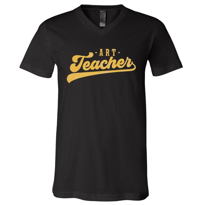 Art Teacher Cute Vintage Graphic Art Teacher V-Neck T-Shirt