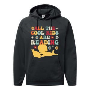 All The Cool Are Reading Book Lover Librarian Bookworm Performance Fleece Hoodie