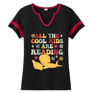 All The Cool Are Reading Book Lover Librarian Bookworm Ladies Halftime Notch Neck Tee