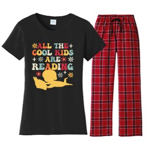 All The Cool Are Reading Book Lover Librarian Bookworm Women's Flannel Pajama Set