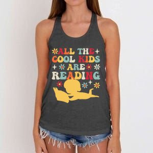 All The Cool Are Reading Book Lover Librarian Bookworm Women's Knotted Racerback Tank