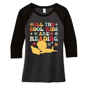 All The Cool Are Reading Book Lover Librarian Bookworm Women's Tri-Blend 3/4-Sleeve Raglan Shirt