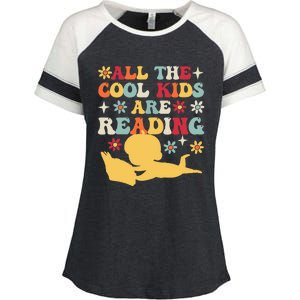 All The Cool Are Reading Book Lover Librarian Bookworm Enza Ladies Jersey Colorblock Tee