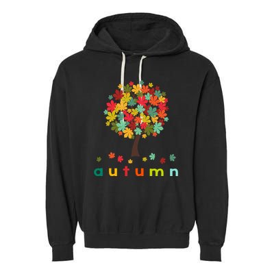 Autumn Tree Colorful Festive Garment-Dyed Fleece Hoodie