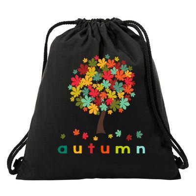 Autumn Tree Colorful Festive Drawstring Bag