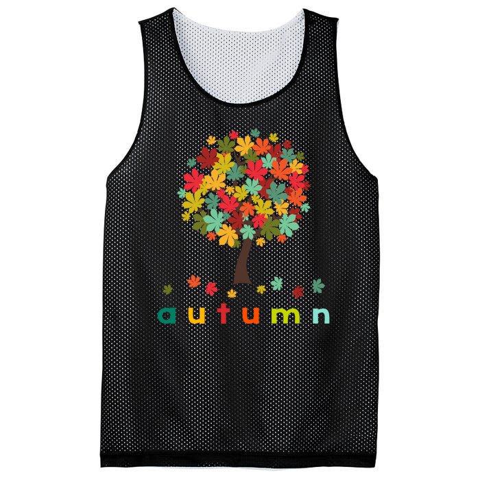 Autumn Tree Colorful Festive Mesh Reversible Basketball Jersey Tank