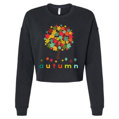 Autumn Tree Colorful Festive Cropped Pullover Crew