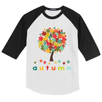 Autumn Tree Colorful Festive Kids Colorblock Raglan Jersey