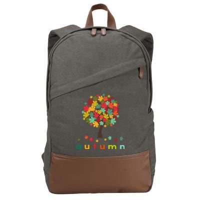 Autumn Tree Colorful Festive Cotton Canvas Backpack