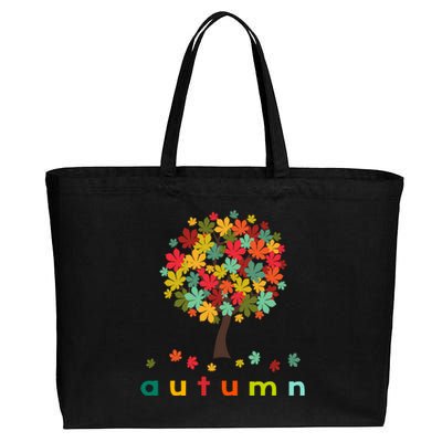 Autumn Tree Colorful Festive Cotton Canvas Jumbo Tote