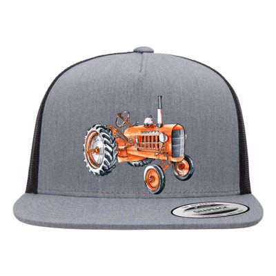 Allis Tractor Chalmers D17 Watercolor Flat Bill Trucker Hat