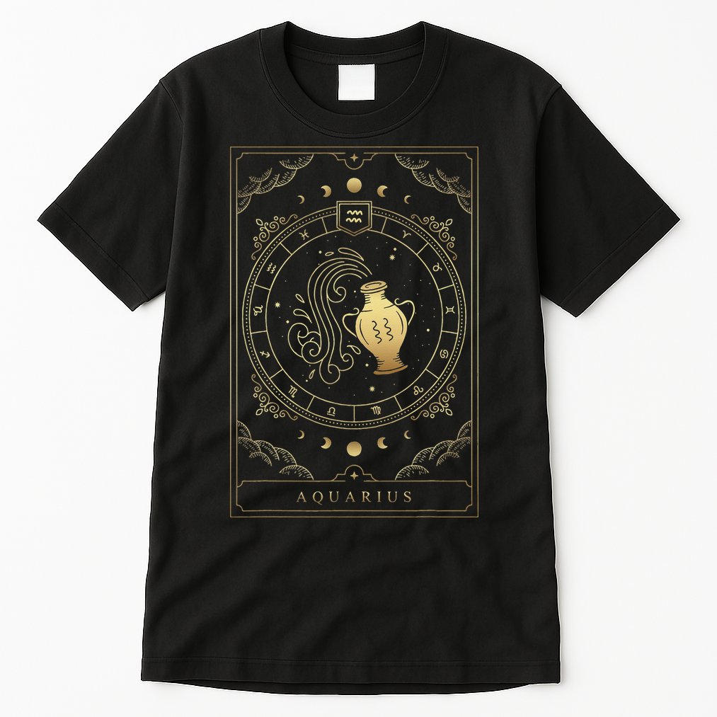 Aquarius Tarot Card Zodiac Tall T-Shirt