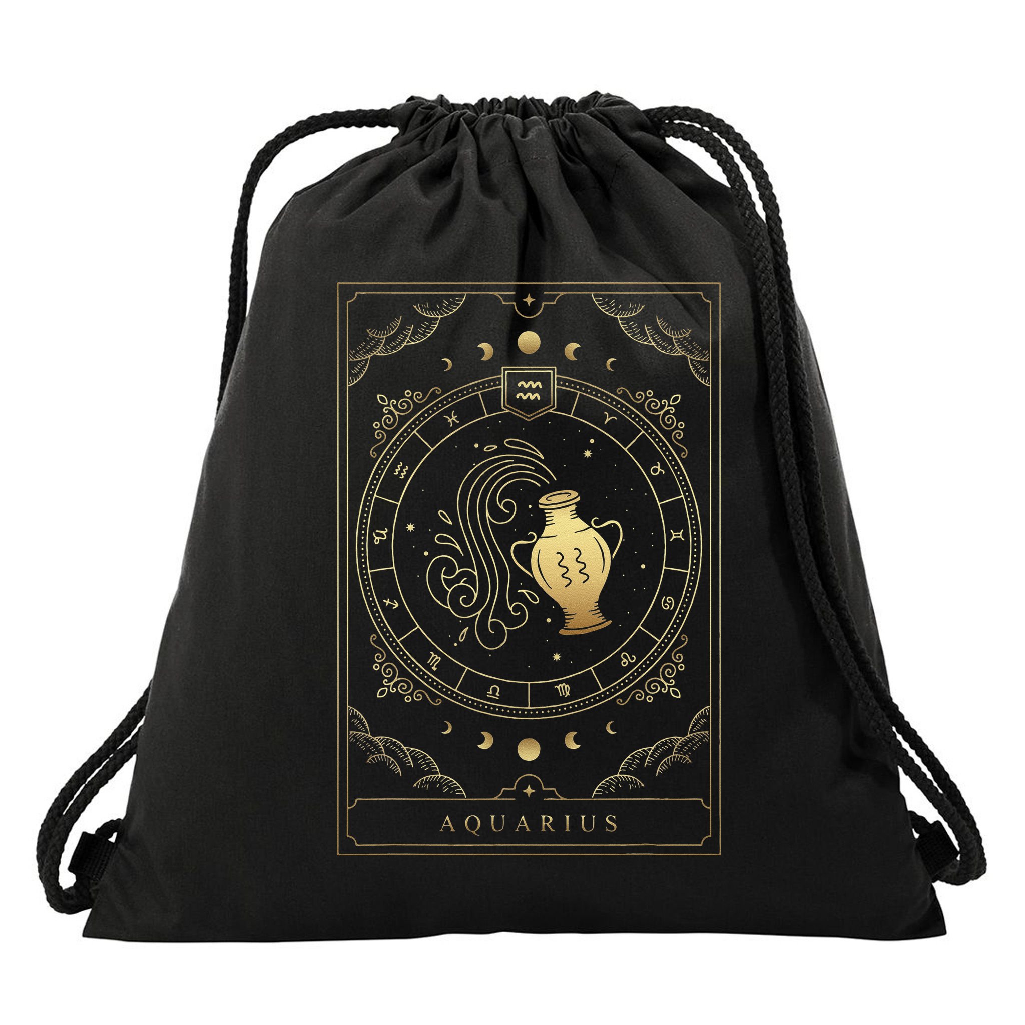 Aquarius Tarot Card Zodiac Drawstring Bag