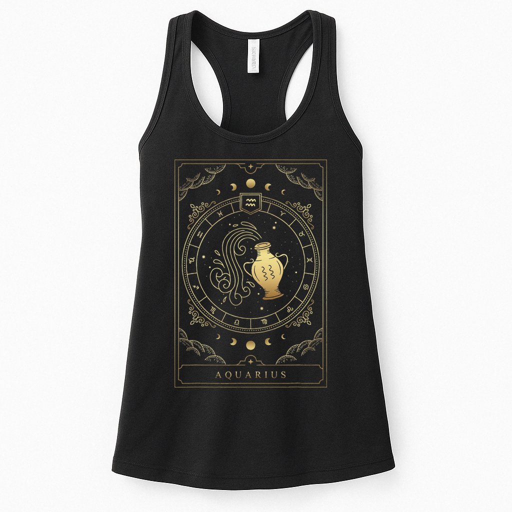 Aquarius Tarot Card Zodiac Womens Tank Top