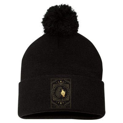 Aquarius Tarot Card Zodiac Pom Pom 12in Knit Beanie