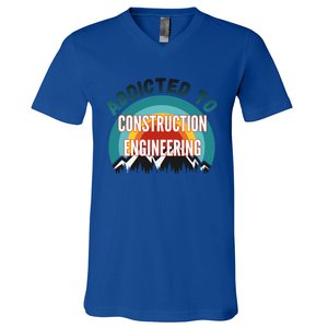 Addicted To Construction Engineering College Major Gift V-Neck T-Shirt