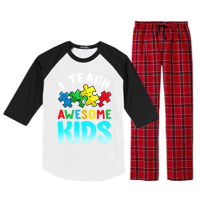 Autism Teacher Cute Gift Special Education Appreciation Gift Raglan Sleeve Pajama Set