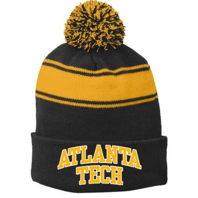 Atlanta Technical College Stripe Pom Pom Beanie